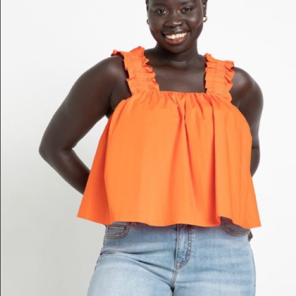 Orange Ruffle Crop Top | Eloquii